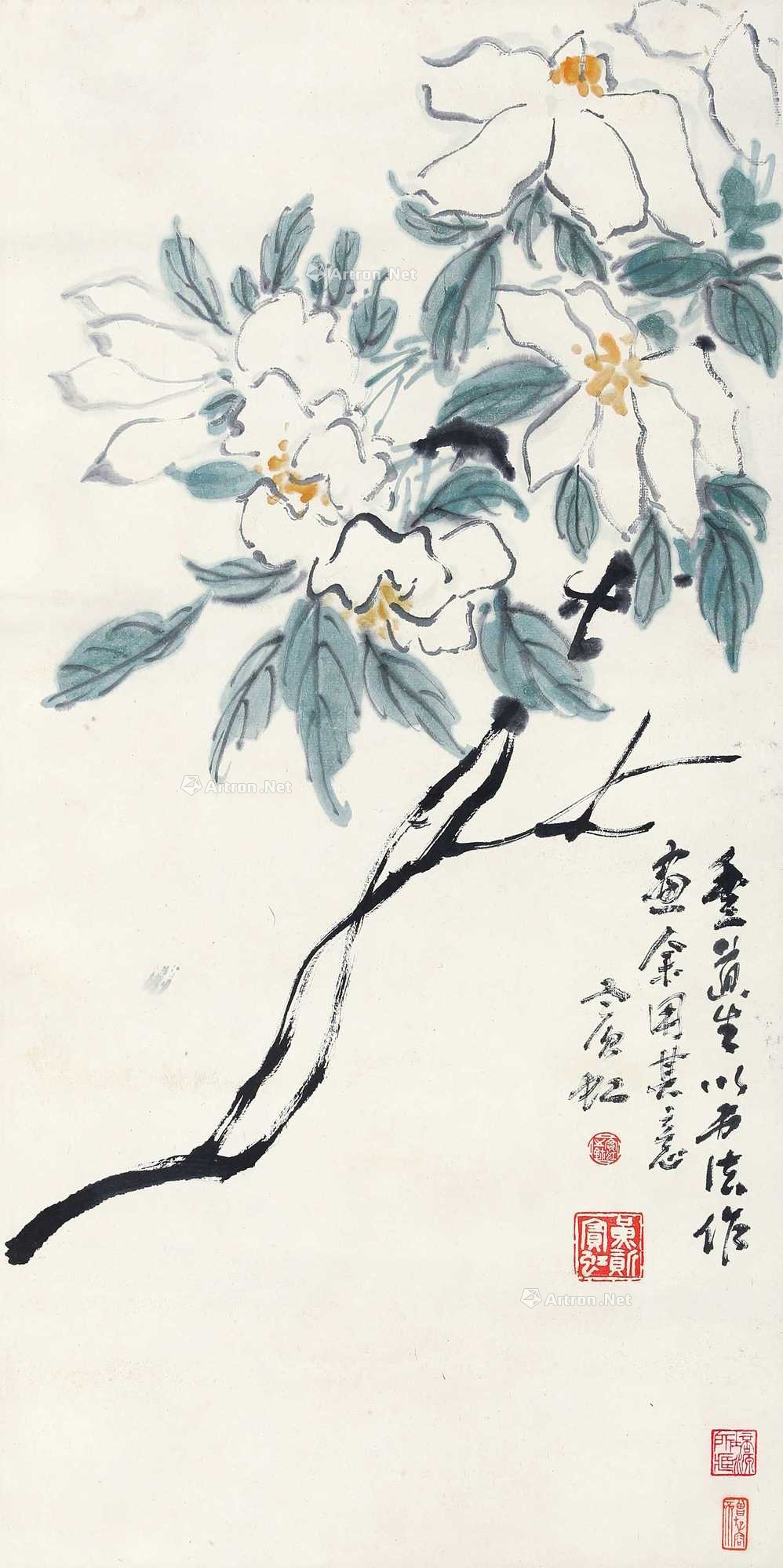 0101]黄宾虹花卉镜心